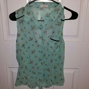 Turquoise floral blouse